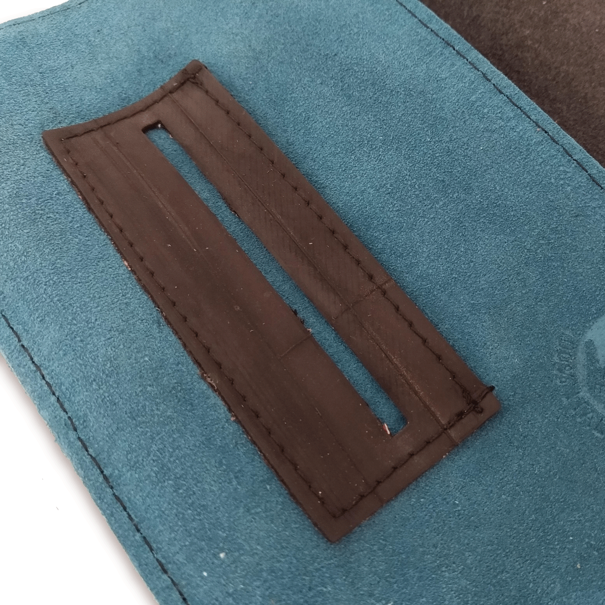 Portatabacco grande in pelle e camoscio nero e blu ceruleo