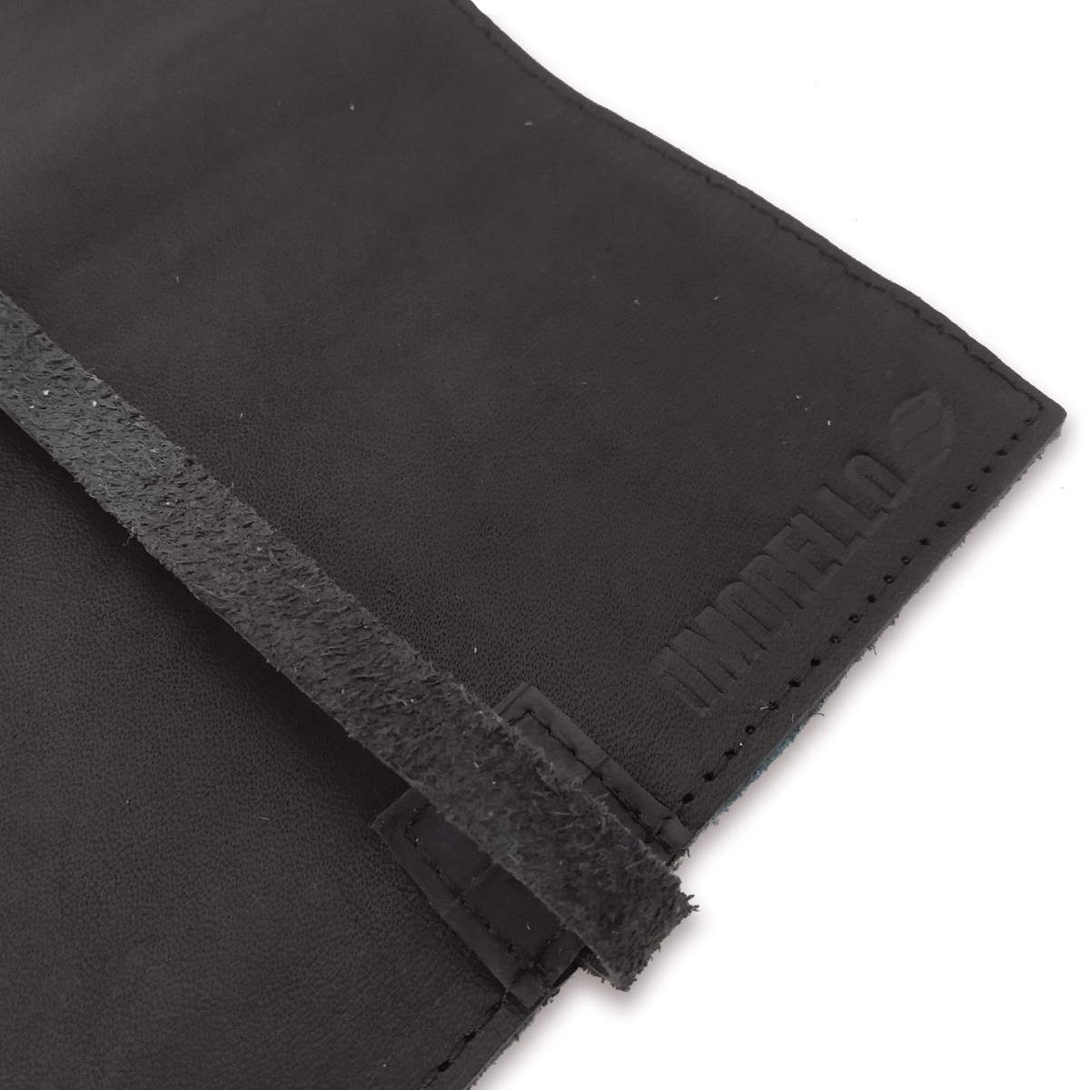 Portatabacco grande in pelle e camoscio nero e blu ceruleo