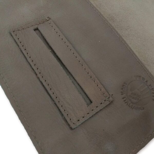 Portatabacco grande in pelle e camoscio marrone e beige