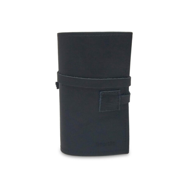 Porta IQOS classico in pelle nero e interno beige con laccio