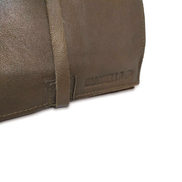Portatabacco grande in pelle e camoscio color fango
