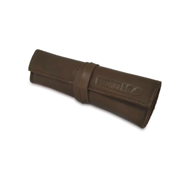 Portatabacco grande in pelle e camoscio color fango