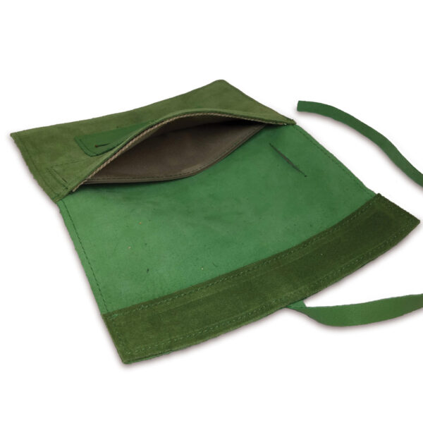 Portatabacco grande in pelle e camoscio verde