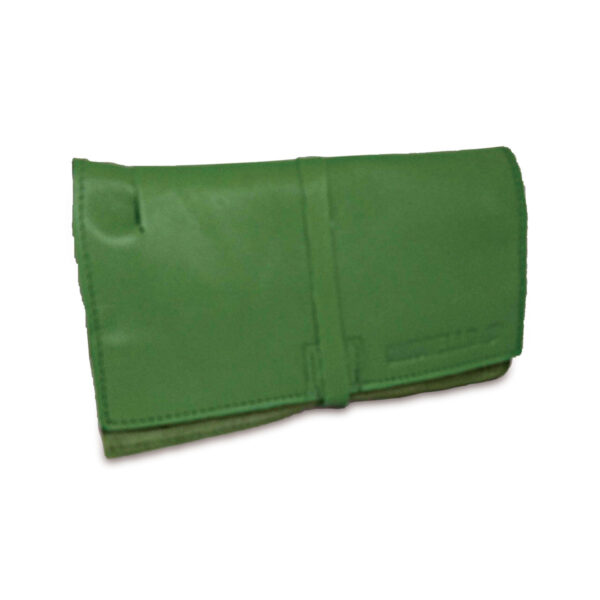 Portatabacco grande in pelle e camoscio verde