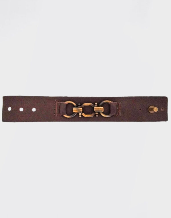 Bracciale grigio e marrone con piastra in ottone